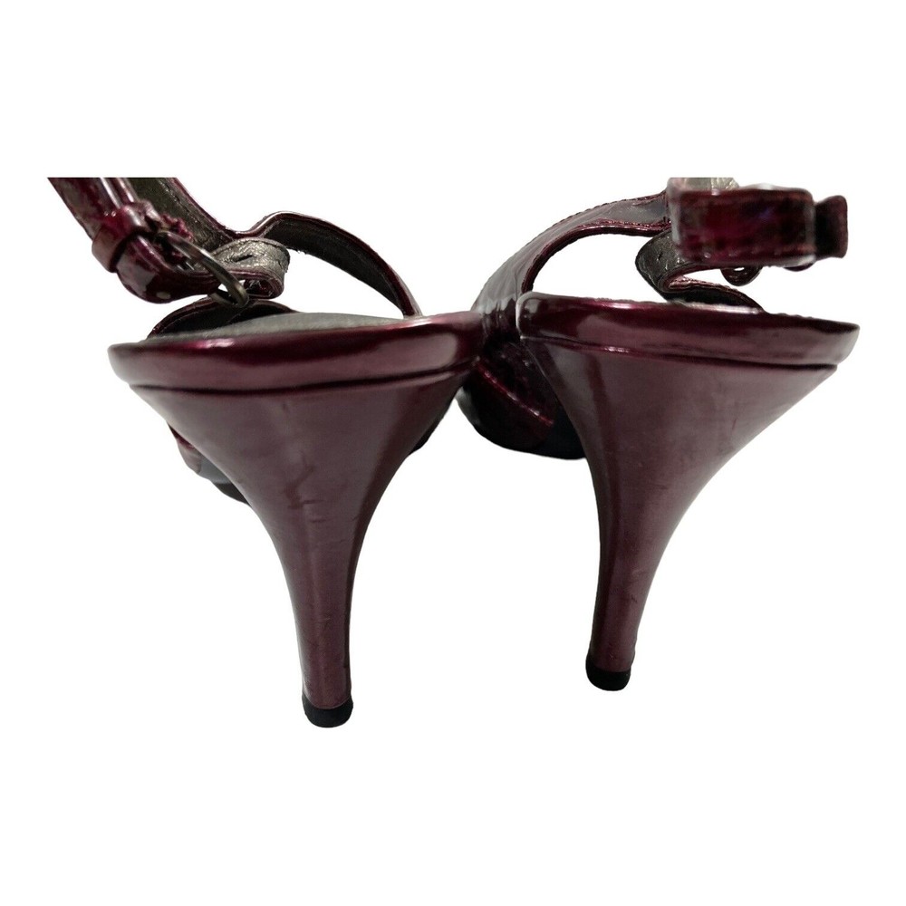 Liz Claiborne Heels Brooke Open Toe Womens 9M Garnet Croc Leather Slingback NWOB - Picture 7 of 10